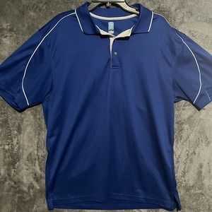PGA Tour Mens XL Airflux Short Sleeve Blue Golf Polo Shirt Performance Casual